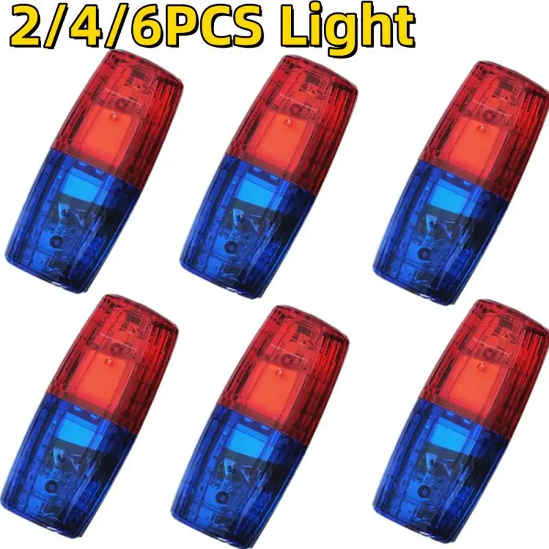 

4/6pcs LED Red Blue Caution Emergency Police Light Flashing Shoulder Lamp USB Rechargeable Shoulder Warning Safety Torch Bike Ta