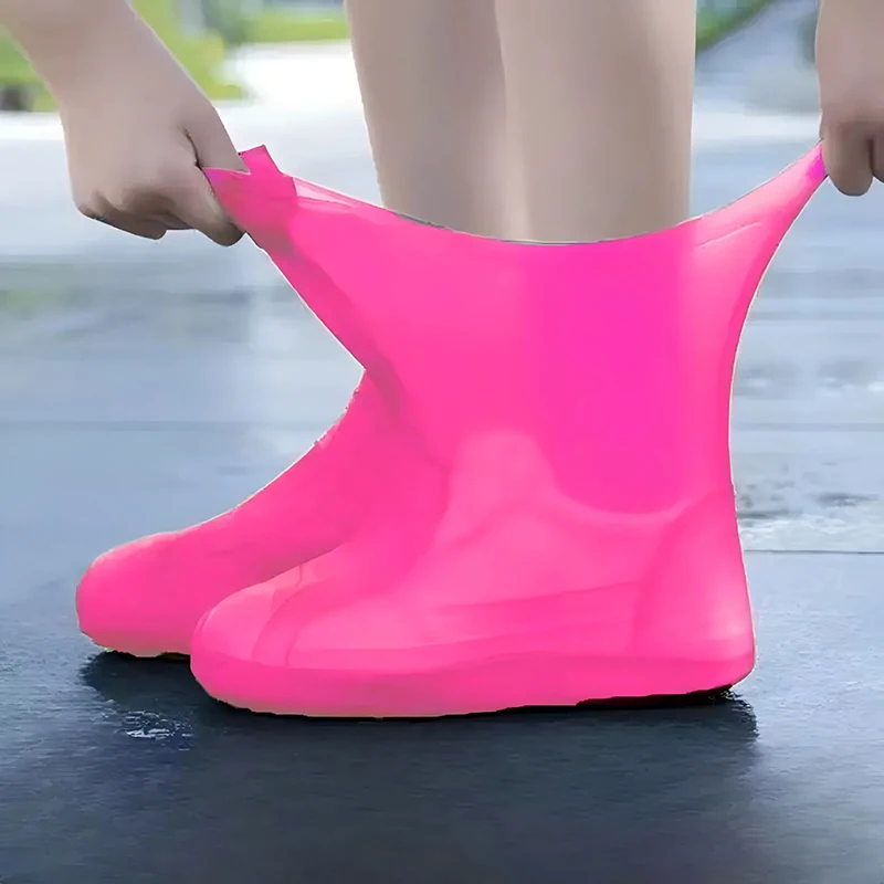 Cubiertas de zapatos de silicona coloridas, impermeables, reutilizables, antideslizantes, cubiertas de zapatos de lluvia para exteriores a la moda para hombres y mujeres