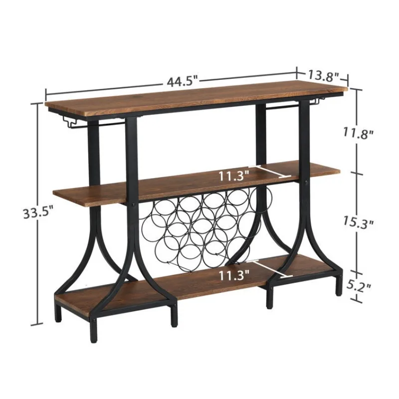 Solid wood wrought iron dining side cabinet, multi-layer floor storage rack