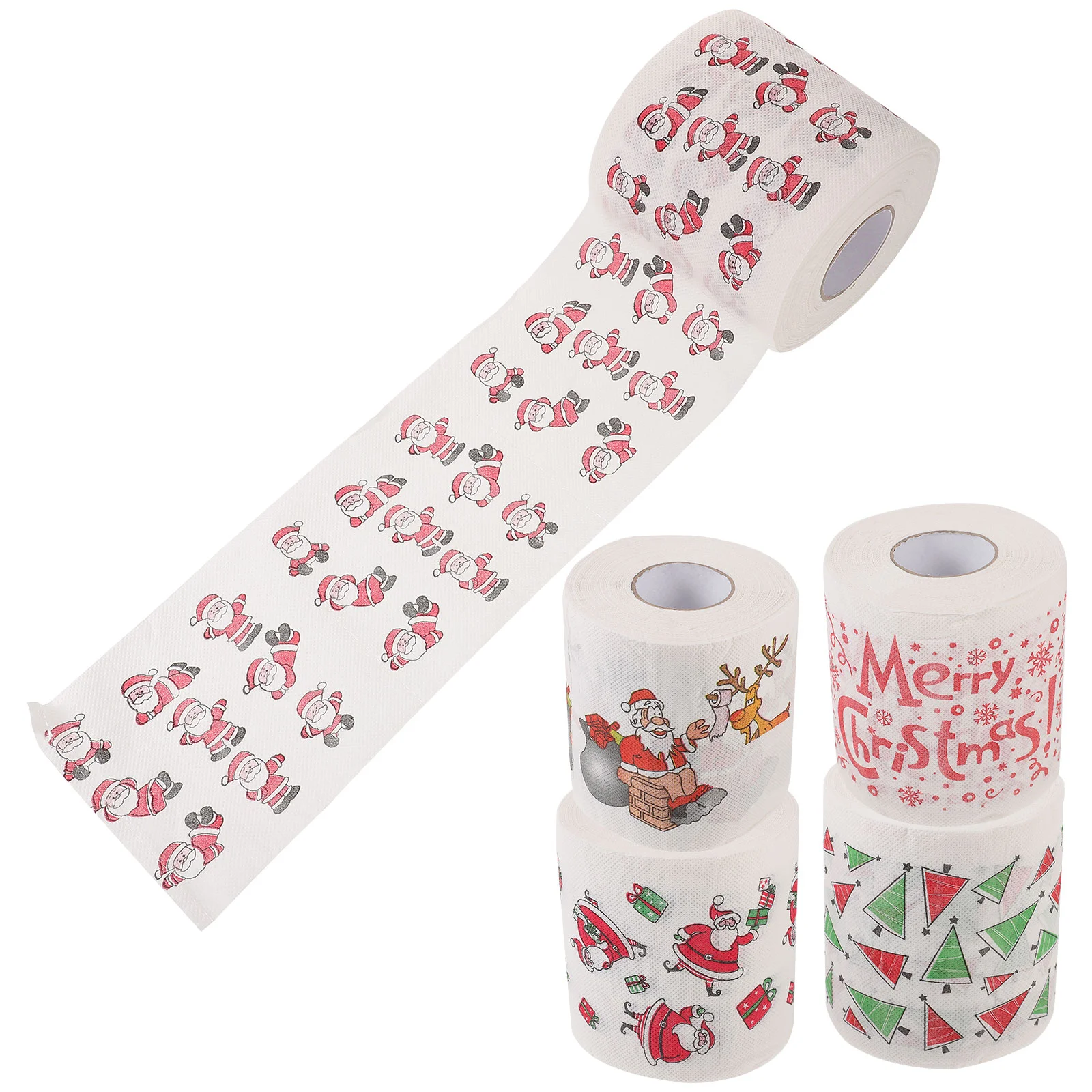 

5 Rolls Christmas Toilet Paper Tree Decorations Napkins Party Supplies Dinner Virgin Wood Pulp Tissue Father