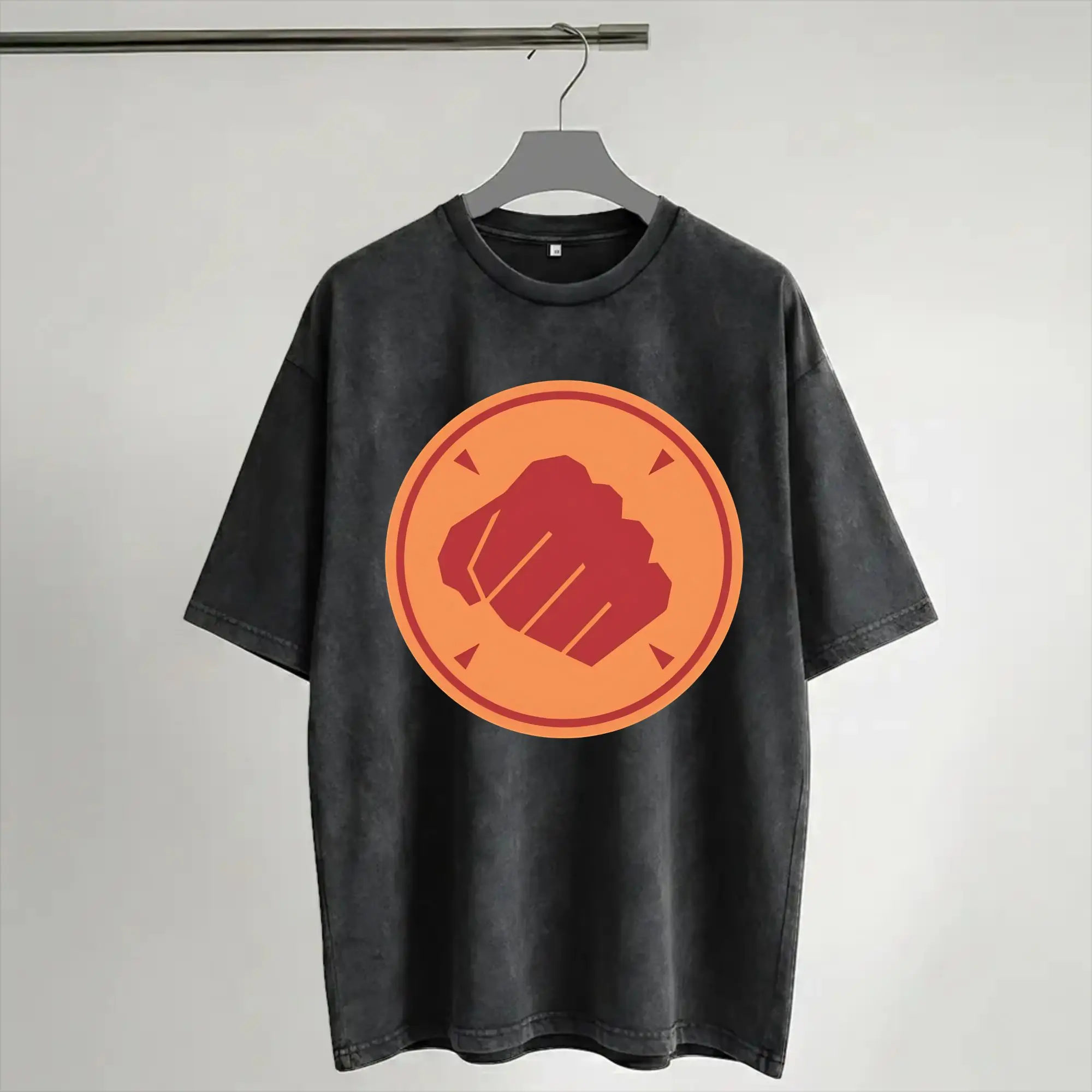 Team Fortress 2 RED Heavy Class Emblem  Washed T Shirts Streetwear Hip Hop Novelty T-Shirt  Tees Tops Men Women Short Sleeve