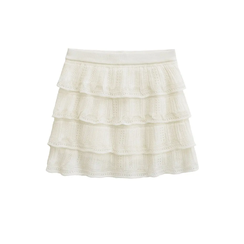 

Women's Heavy Knit Crochet Short Skirt High Waist Slimming Half Skirt Sweet Spicy Girl Style for Summer