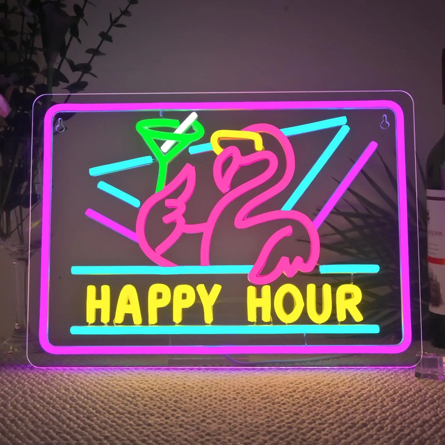 

Неоновая вывеска Happy Hour Bar с USB-питанием, регулируемая светодиодная неоновая подсветка для бара, мужской комнаты, спальни, отеля, магазина, игровой комнаты, вечеринки, декора стен