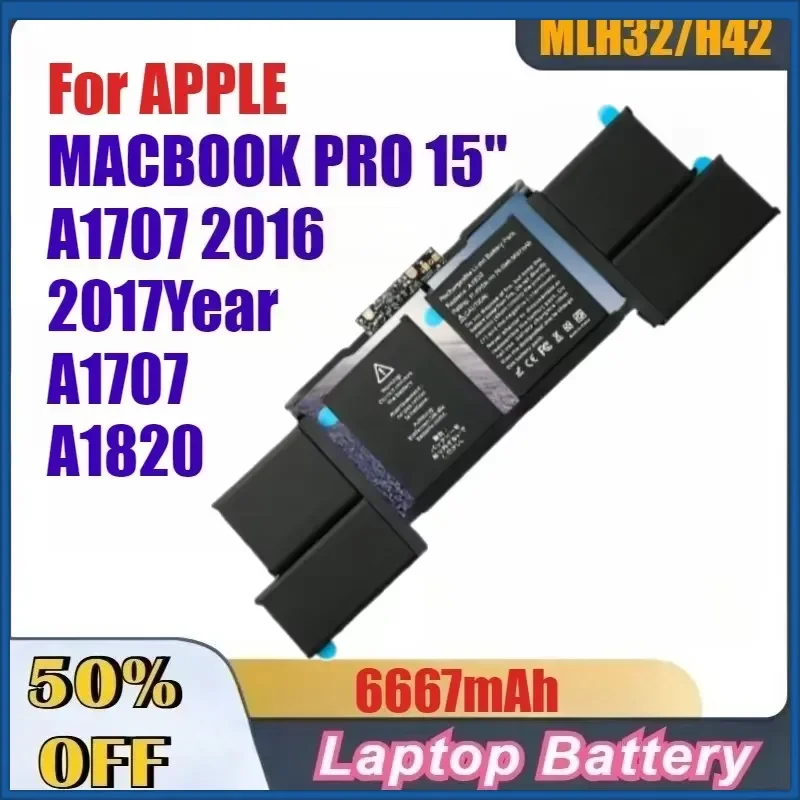6667mAh MLH32 H42 High-Quality Laptop Battery for APPLE MACBOOK PRO 15