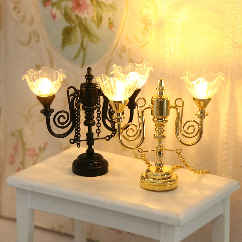 1:12 Dollhouse Miniature LED Lamp Ceiling Lamp Chandelier Droplight Lighting Home Furniture Model Doll House Decor Toy