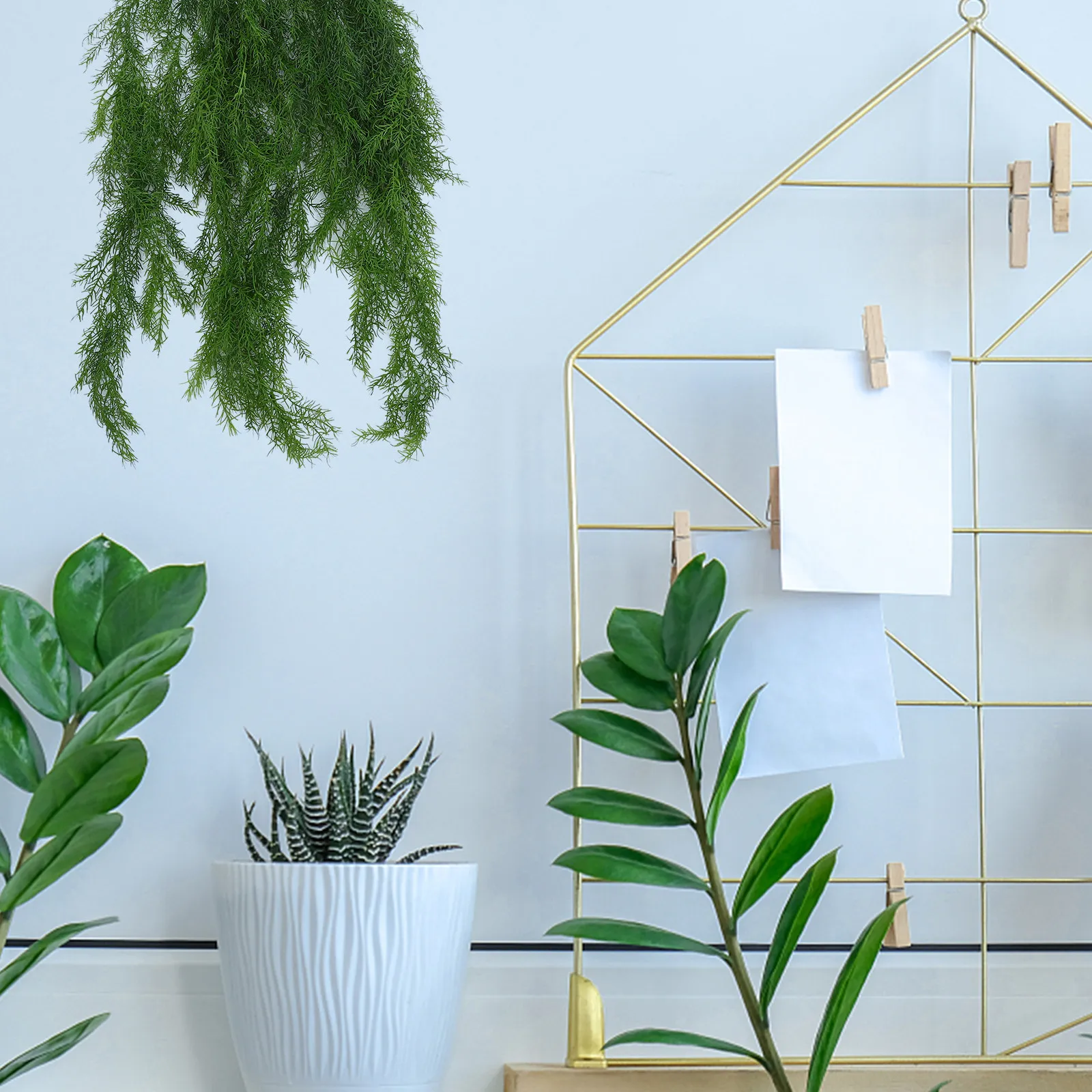 4Pcs Easy Clean No Water Needed Artificial Rattan Decor Realistic Pine Needle Vine Wall Hanging Fake Greenery Home Decor Set