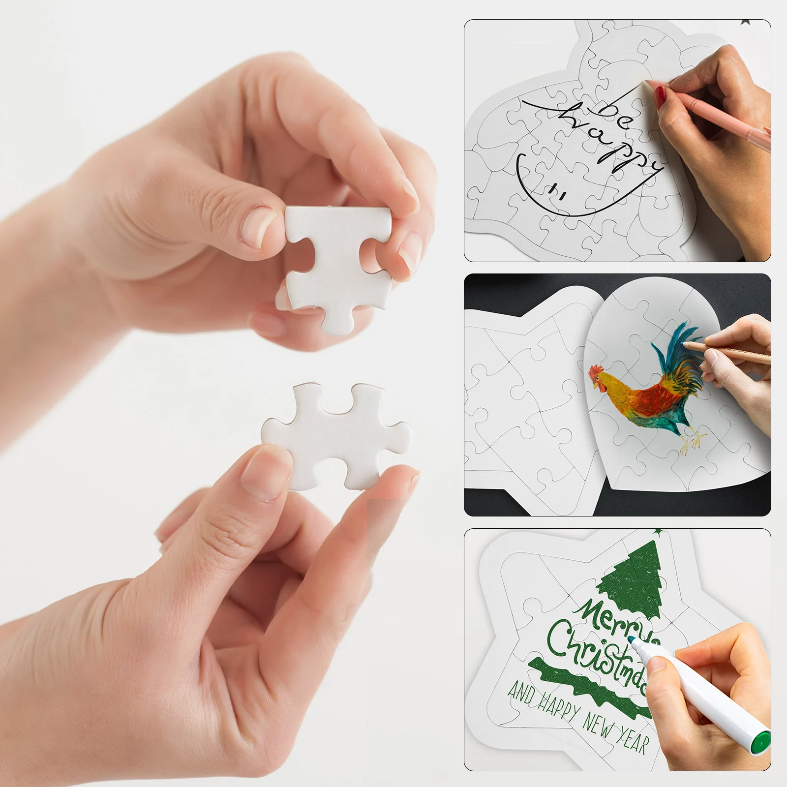 

5pcs Painting Puzzles Round Square Pentagram Heart Shaped Blank Puzzles Kids Coloring Drawing Painting DIY Gifts