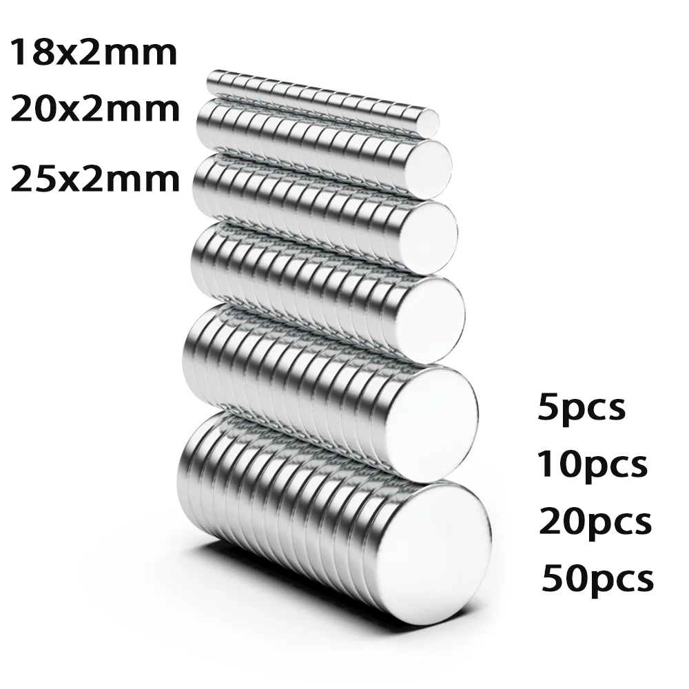 

Super Strong Round Magnets 18/20/25x2mm NdFeB Neodymium Magnets Hot 5/10/20/50pcs Fridge Stickers Magnet Powerful Disc Imanes