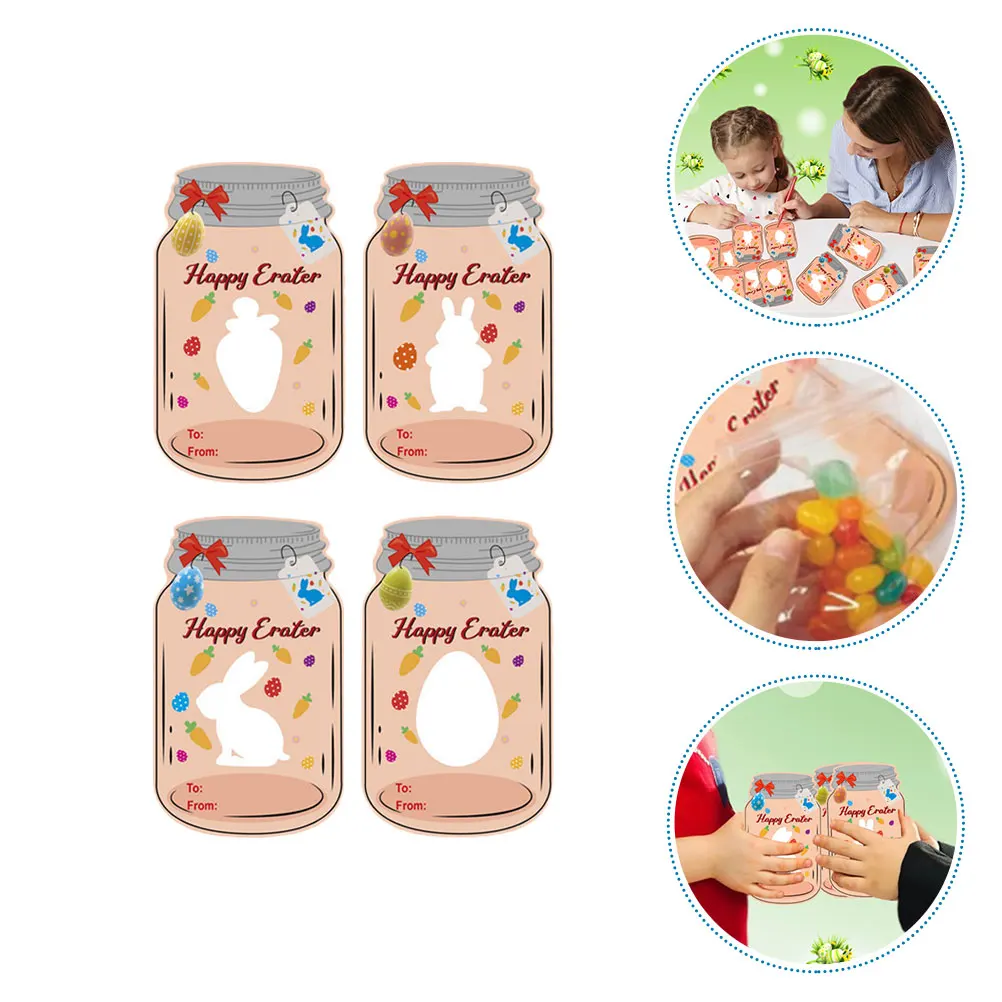 

24 Pcs Rabbit Easter Egg Greeting Card Party Favours Handwriting Decorations Cards Blessing for Kids Paper Girls Baby