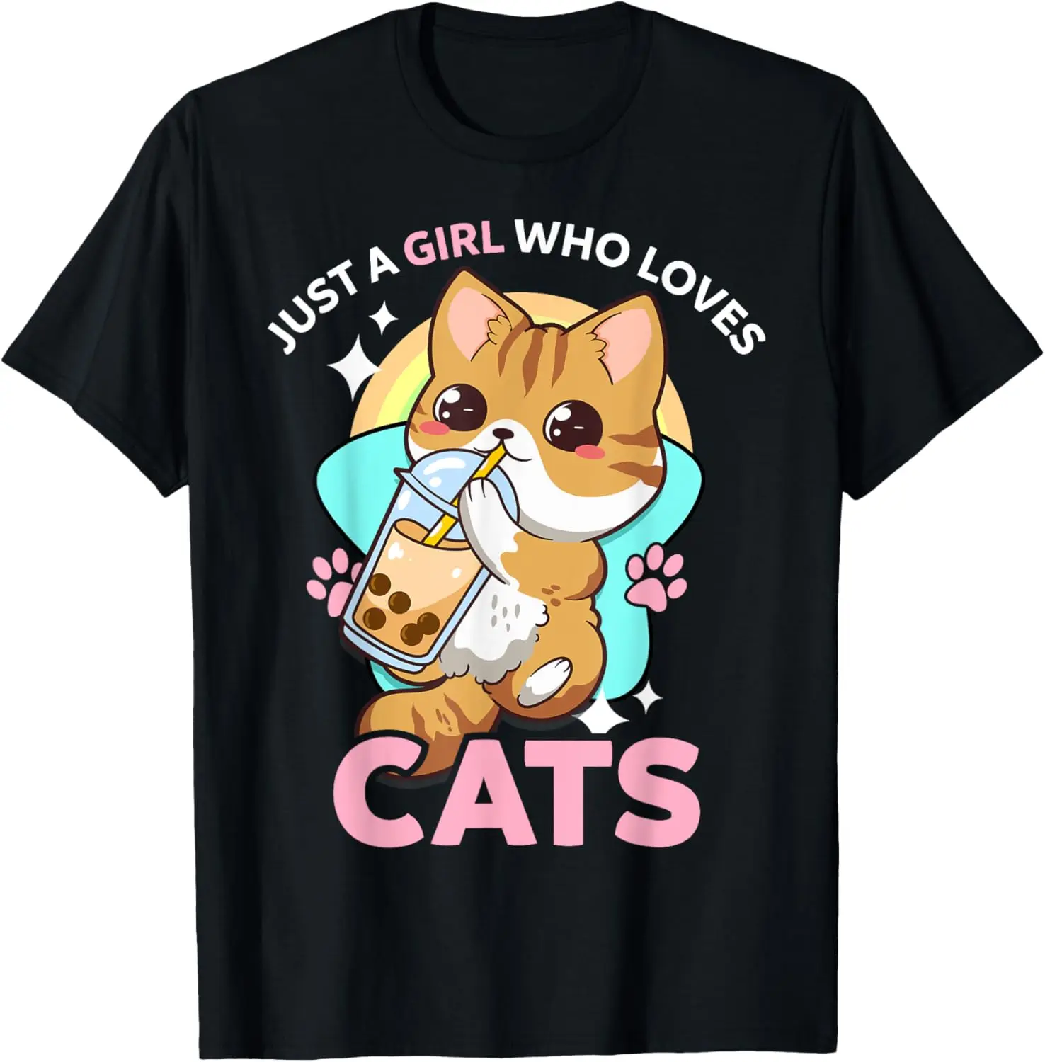 

Just A Girl Who Loves Cats Boba Bubble Milk Tea Kawaii Anime T-Shirt