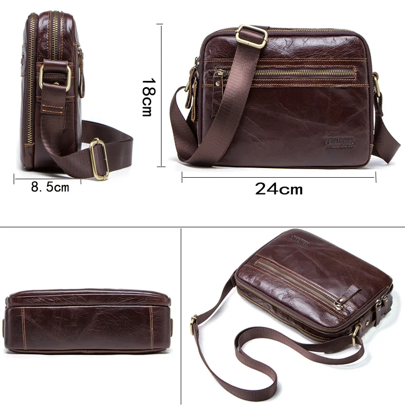 Fashion Genuine Leather Men's Shoulder Messenger Bag Vintage Cowhide Crossbody Bag Casual Man Handbag