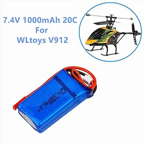 Akumulator Li-po 7.4V 1000mAh 20C do WLtoys V262 V353 V912 X600 RC Helicopter Quadcopter Czterokierunkowy pilot zdalnie sterowany do kul wodnych