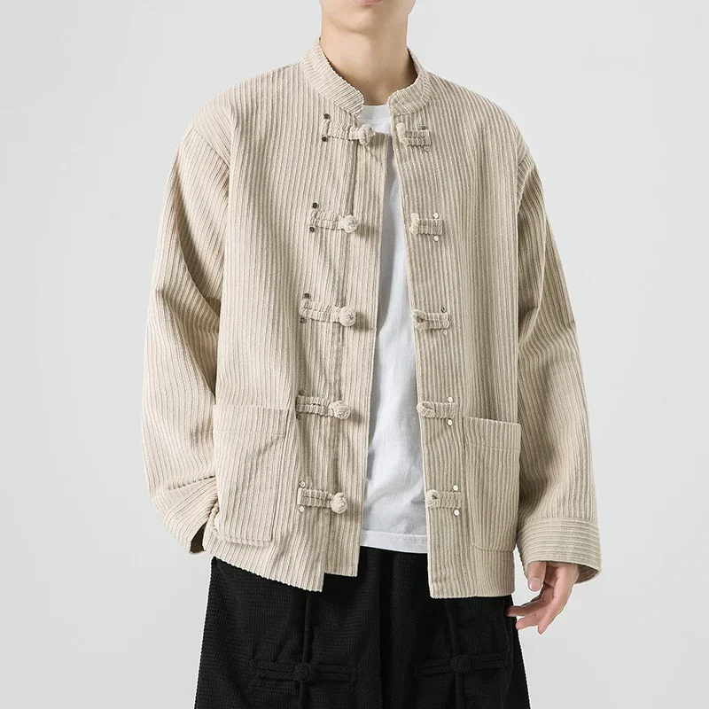 Chinese Style Men Clothing Spring Autumn Vintage Corduroy Jackets Jacket Men Tang Suit Shirts Jackets for Men
