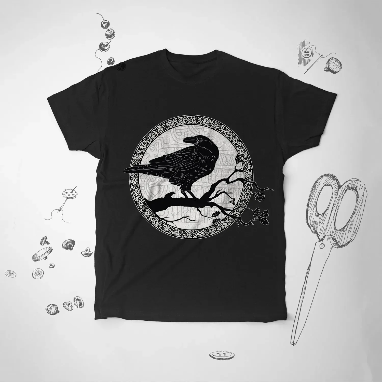 

Raven Shirt Men Girl Women T Shirt Tshirt Goth Bird Graphic Tee Unisex Occult Illustration Viking Scandinavian Tree Gothic Gift