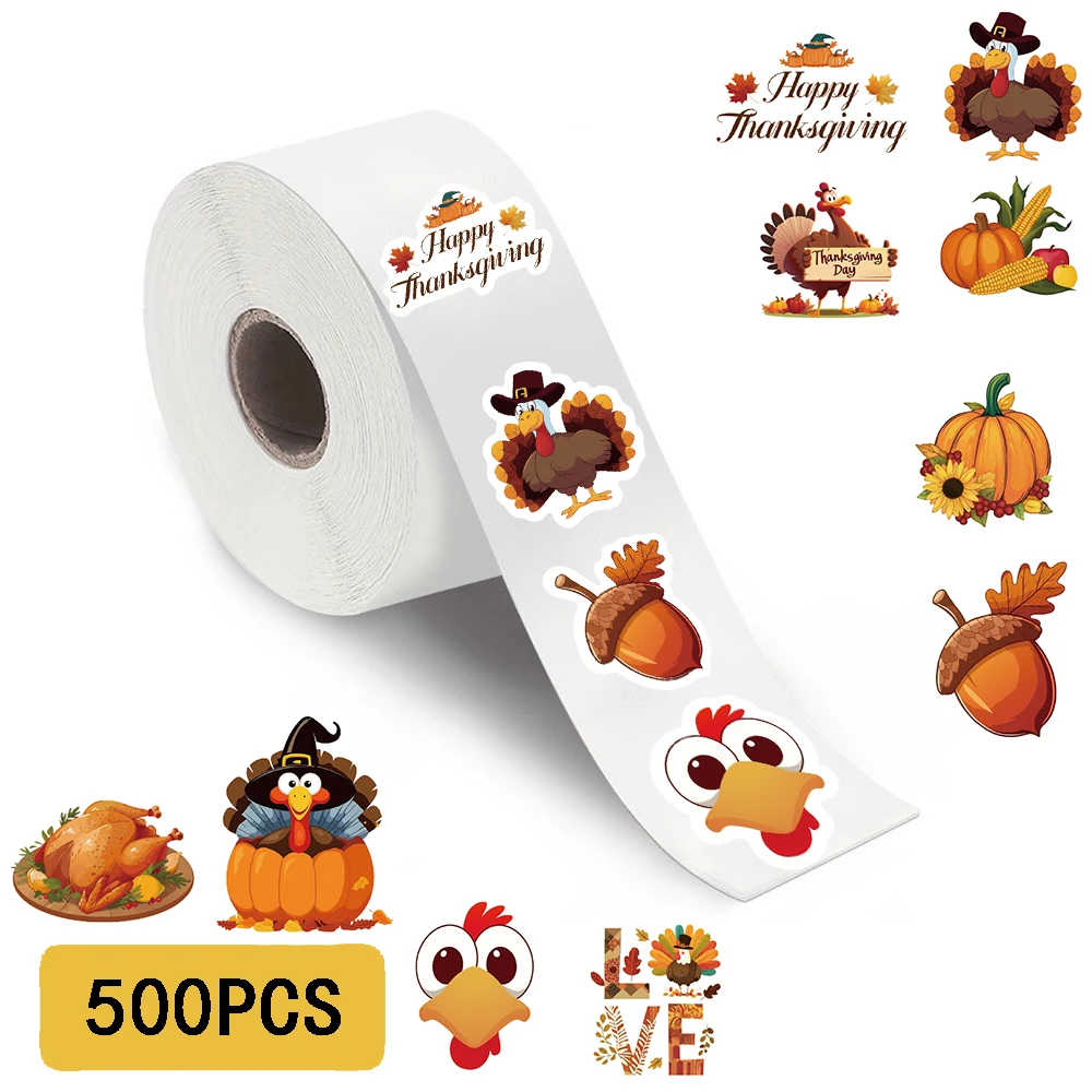 500 قطعة عيد الشكر تجعيد الشعر ملصقات الختم DIY بها بنفسك تركيا الكرتون Photocard Kawaii جيدة الحصاد Waterproo مذكرات سجل القصاصات ملصق ﻿