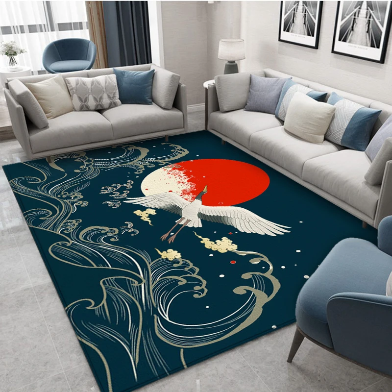 

Good Luck Illustration Rug Koi Fish Crane Living Room Rugs Bedroom Carpet Modern Home Living Room Decoration Floor Lounge Mat