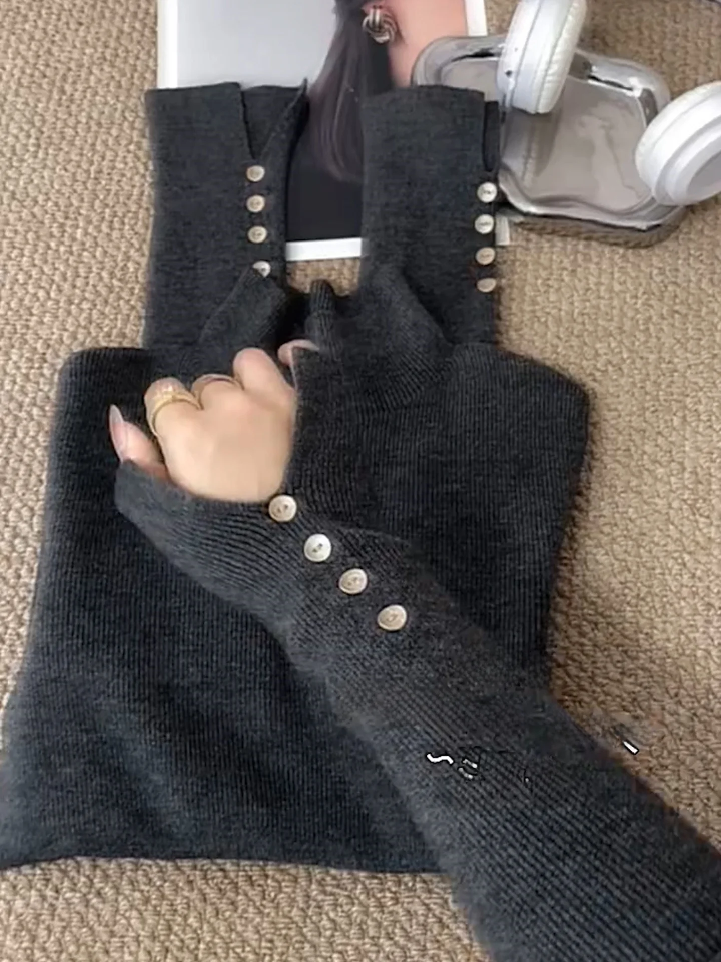 

Slim Fit Long Sve трикотажный топ в Корейском стиле, повседневный топ на голову, универсальный женский топ на осень 202, модный базовый слой из мягкой ткани