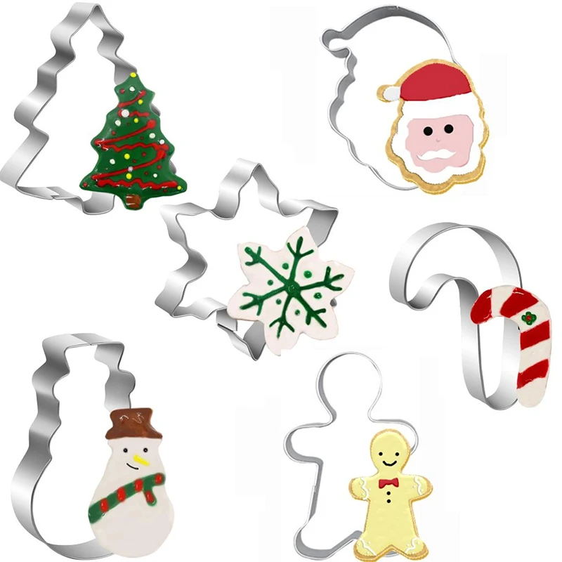 Christmas Cookie Mold Stainless Steel Biscuit Cutters Shape For Diy Baking Tool Christmas Tree Snowflake Snowman Gingerbread Man
