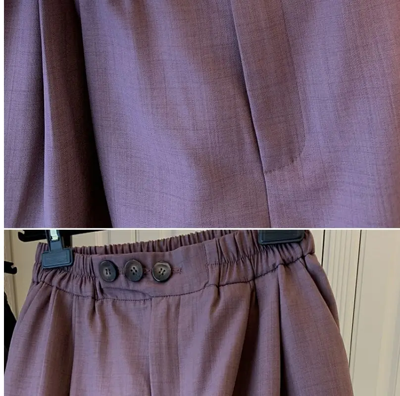 女性用伸縮性ウエストスーツショーツ、ゆったりデザイン、ニッチなハイウエストワイドレッグパンツ