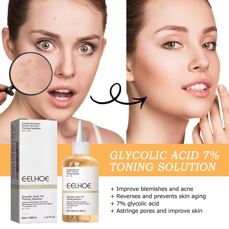 Glycolic Acid 7% Toning Solution Lifting Firming Wrinkles Dispelling Acne Lighten Pore Glow Facial Hydrating Acid Toner SkinCare