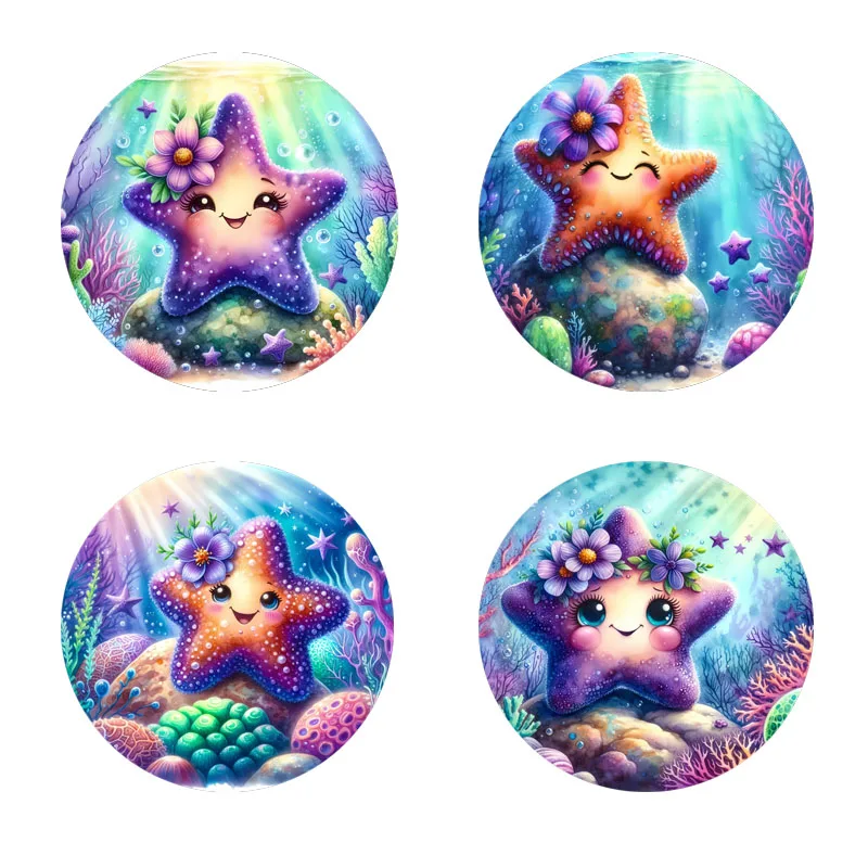 

4шт подставок с принтом морской звезды, подходят для ежедневного украшения семейной вечеринки, кухни, нескользящих деревянных подставок,