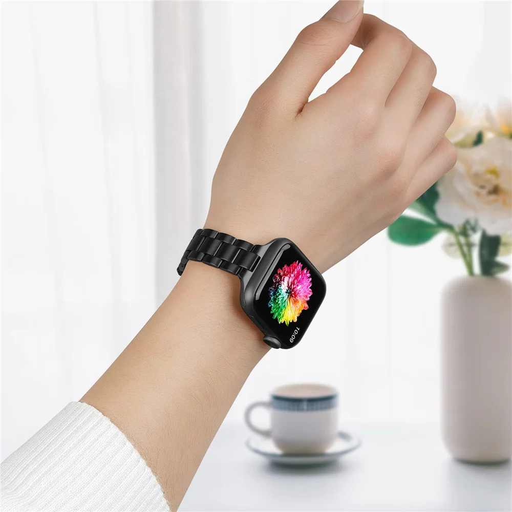 حلقة رفيعة لساعة أبل 41 ملم 40 ملم 38 ملم حزام سلسلة من الفولاذ المقاوم للصدأ لسوار iWatch 9 8 7 6 5 SE 44 ملم 45 ملم الترا 49 ملم #4