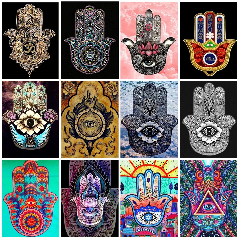 Hamsa hand Art Diamond Painting Mandala DIY Full Drill Diamond Mosaic Embroidery Religion Picture Of Rhinestone Home Decor