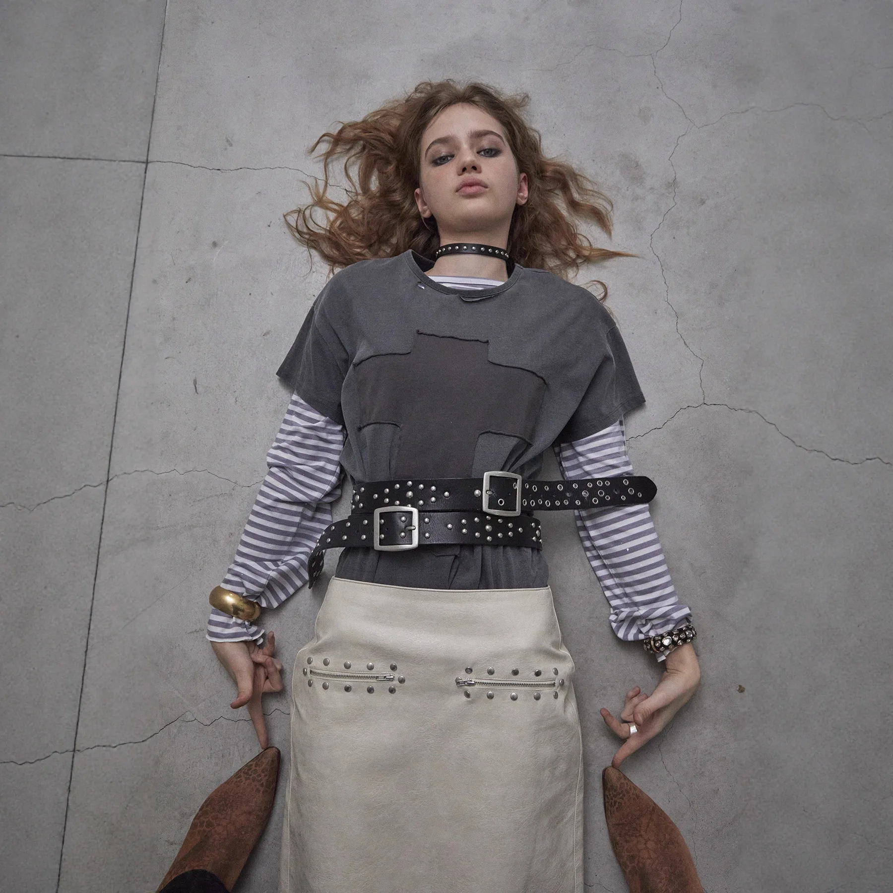 

2025 Y2K New American Sub-Culture Women's T-shirt Dark Goth Niche Street Stitching Pattern Trendy Style Casual Top Cold style