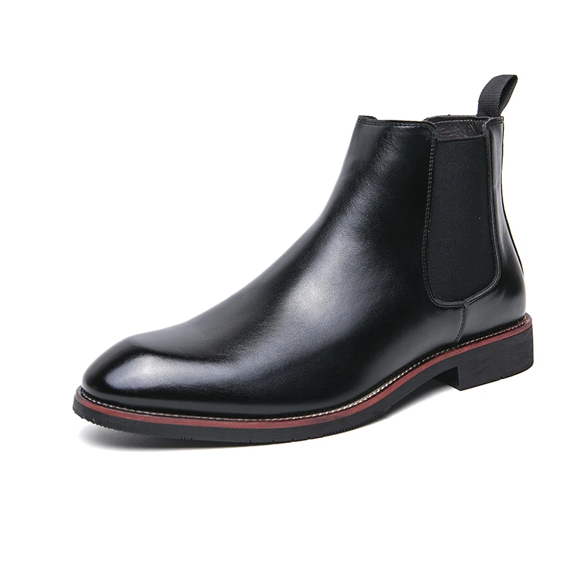 

High Top Handmade Men Business Chelsea Boots Black Leather Men Office Shoes 2025 Designer Classic Italy Ankle Boots Size 38-46