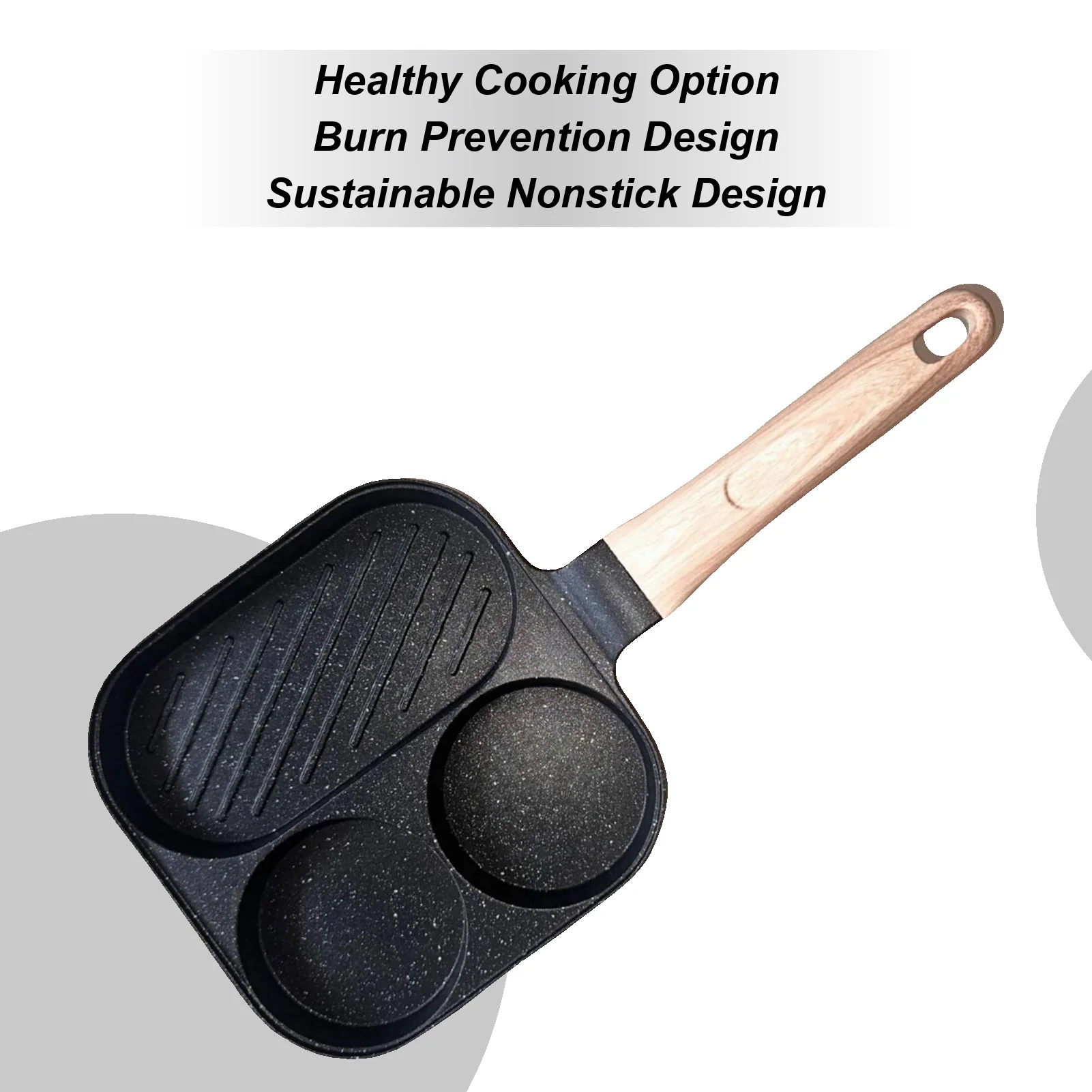 

Сковорода для жарки яиц, сковорода для жареных яиц, сковорода с антипригарным покрытием, 3-секционная плита для индукционной электрической плиты, домашняя кухня, барбекю, гриль, ресторан