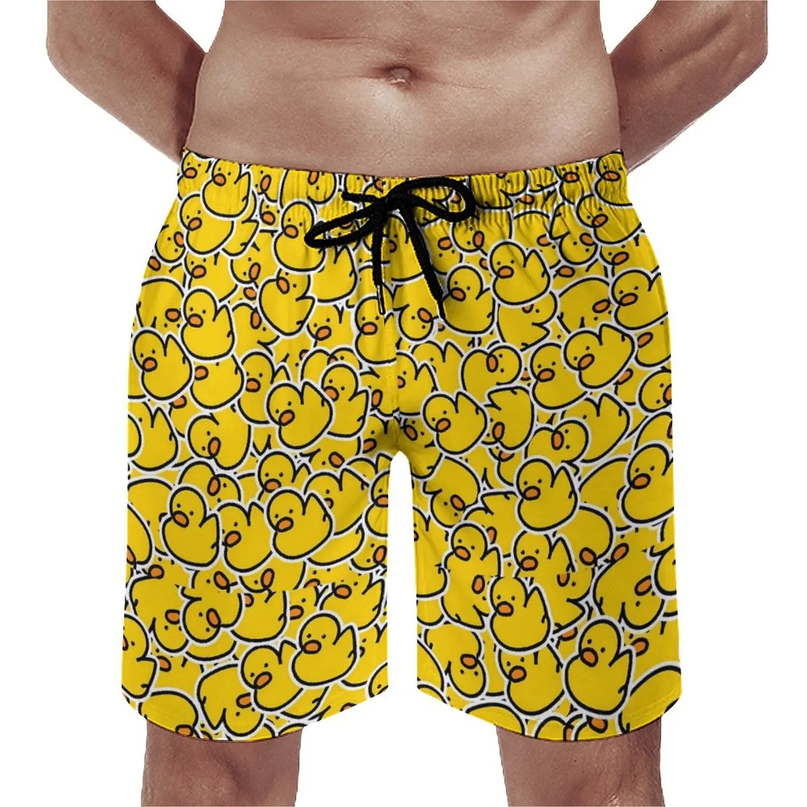 Bunch of Rubber Ducks Board Shorts Yellow Animal Retro Beach Shorts Man Custom Sports Surf Quick Drying Beach Trunks Gift