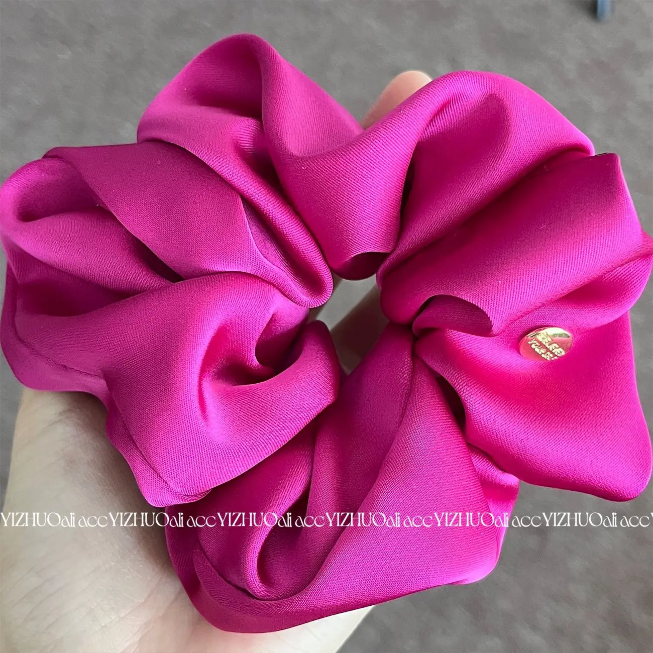 1pcs  Rose Pink Scrunchies for Hair Girls Acetate Cotton  Hair Accessories Korean Fashion Style Elastic  Headwear With Black