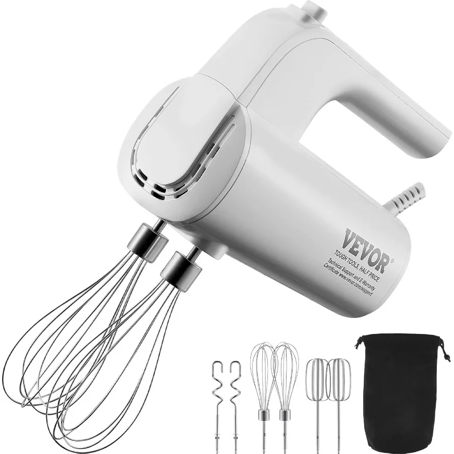 

Digital Electric Hand Mixer 5Speed 200W Portable Electric Handheld Mixer with Turbo Boost Beaters Dough Hooks Whisks Storage Ba