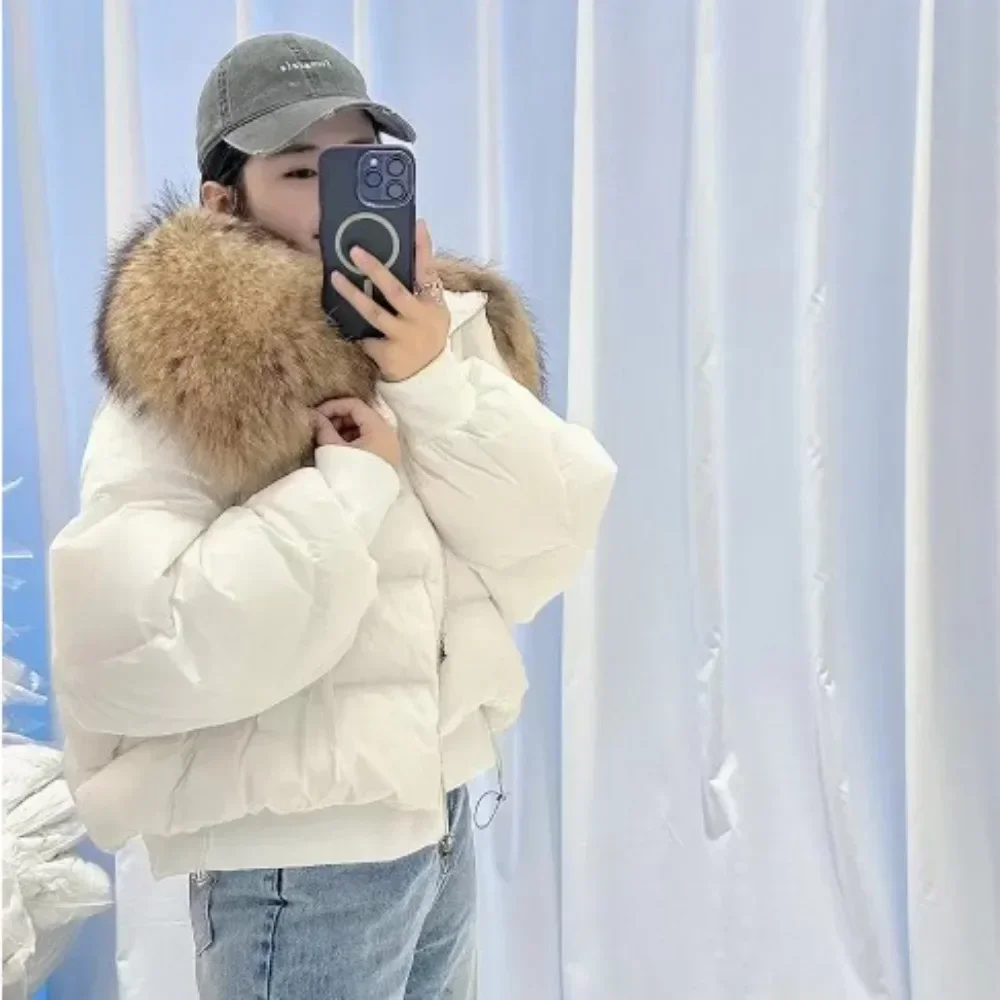 Fur Coat Hot Sales Super Large Real Raccoon Fur Collar Fashion Outerwear Winter Women Short Thick Warm 90% Duck Down Jacket