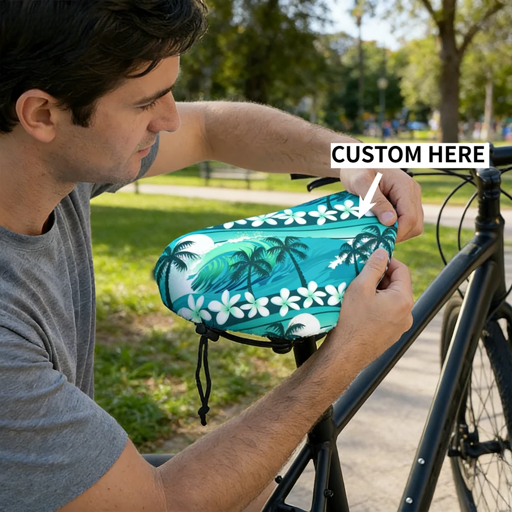 1pc Custom Bicycle Seat Cushion Protective Cover, Bicycle Saddle Protector Cushion Cover with Elastic Drawcord & Toggle