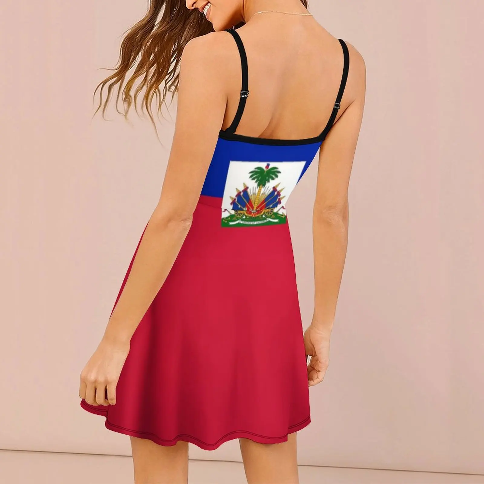 Flag of Haiti Women's Sling Dress Funny Novelty Strappy Dress Cute Sexy  Woman's Dress  Parties