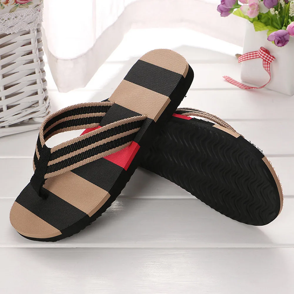 New 2024 Summer Men Slippers EVA Striped Flip Flops Beach Sandals Non-slip Slippers Indoor Outdoor Shoes Open Toe Sandalias