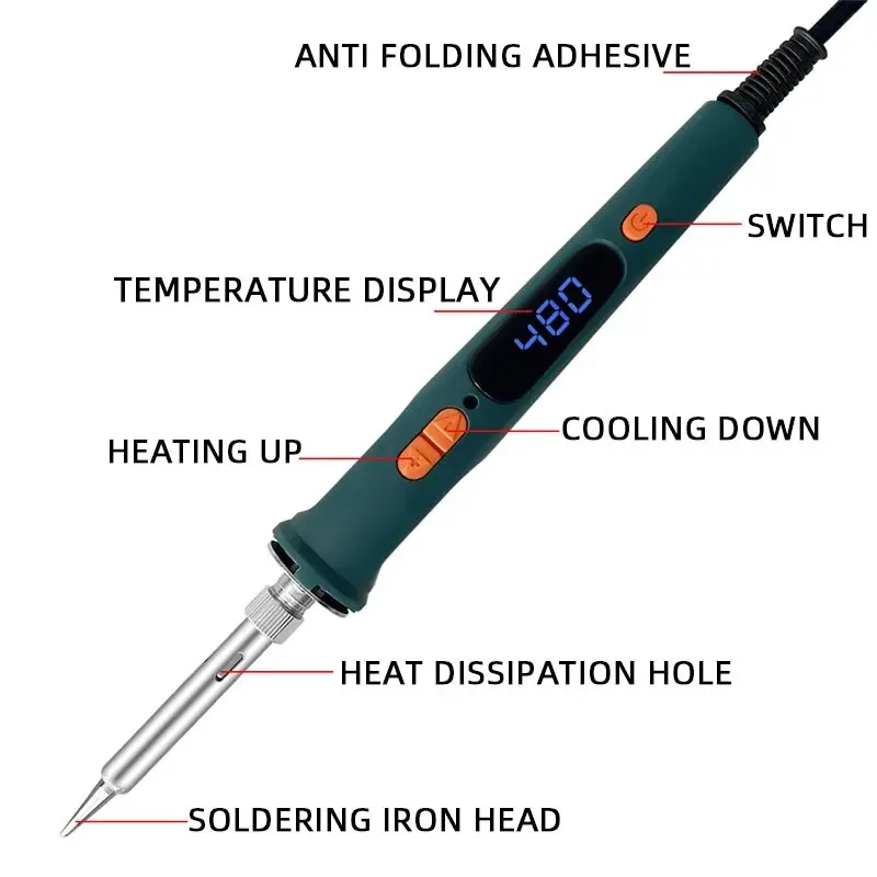 1Set Electric Soldering Iron Set 120W 220V Endothermic Type Digital Display Adjustable Temperature Maintenance Tools