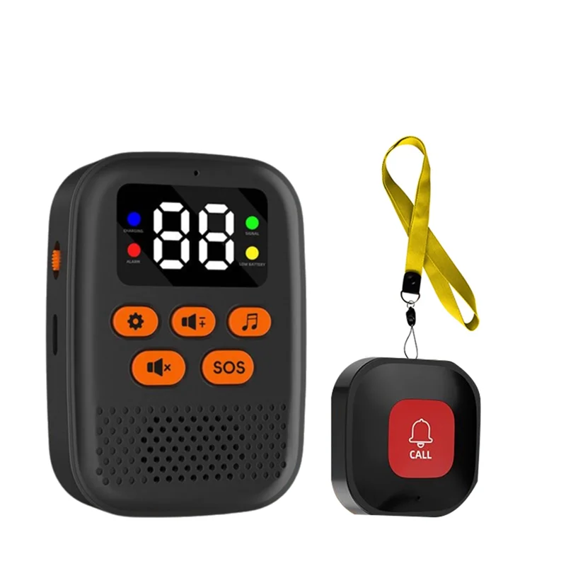 Wireless Caregiver Call Button SOS Emergency Monitor With Vibration, Personal Caregiver Pager For Elderly Caren01r