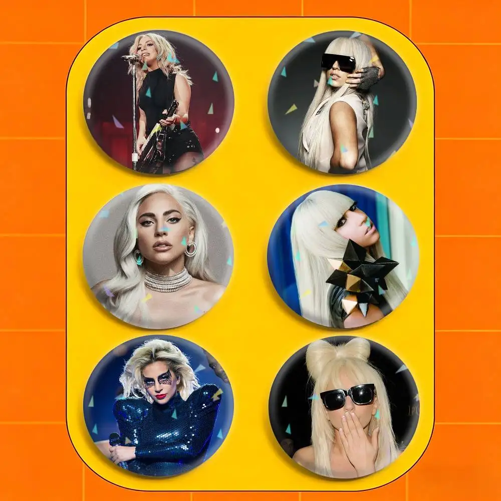 Pop Singer Lady Gaga Cartoon Style 32/44/58mm Handmade Pins Round Brooch Badge Backpacks Clothes