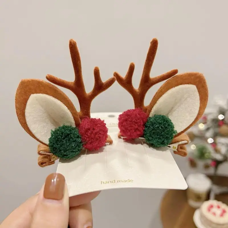 2 Pz/set Carino Corna Di Natale Clip di Capelli Alce Babbo Natale Tornante Ornamenti Di Natale Buon Natale Decor Regalo Per Le Ragazze Accessori Per Capelli