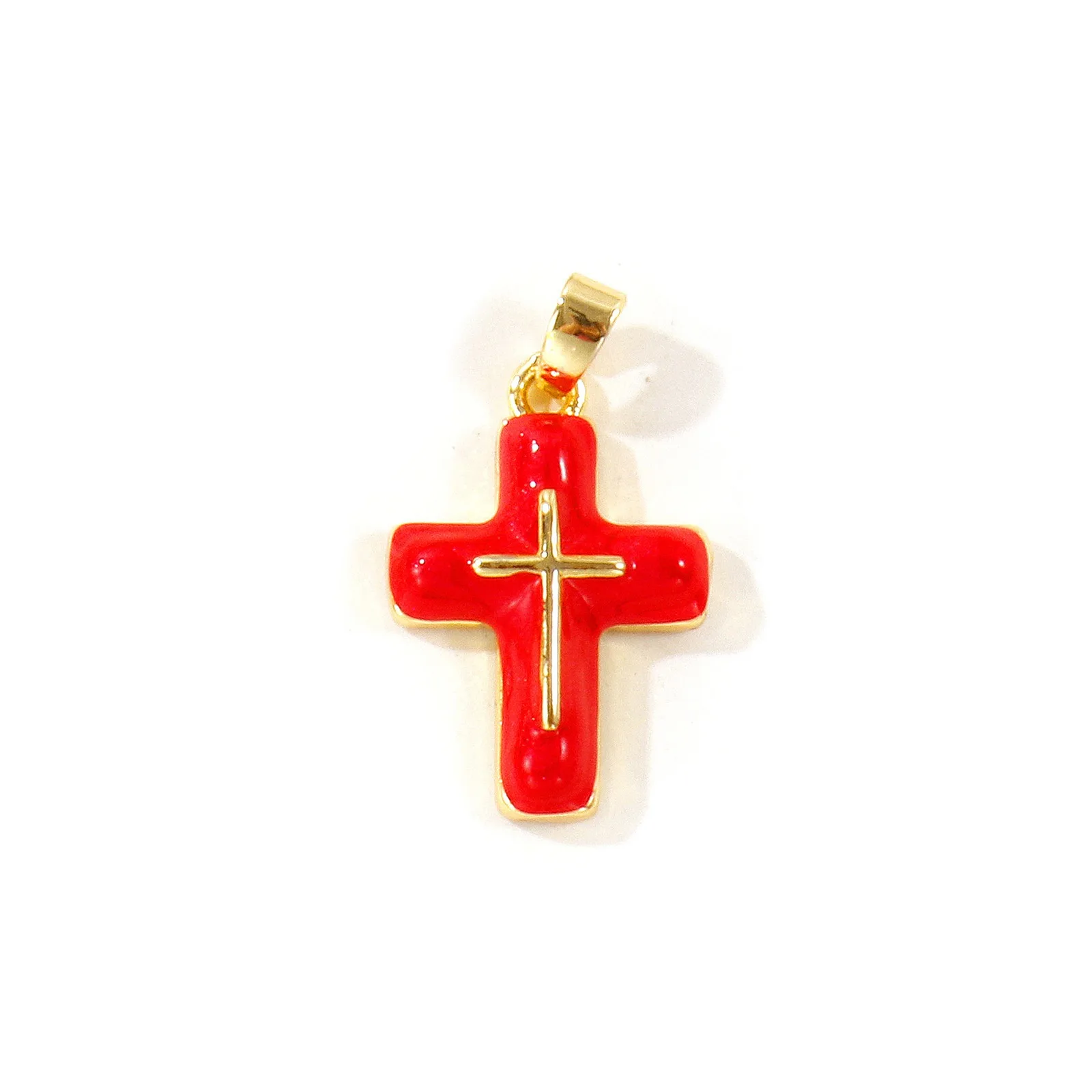 2 Stück religiöse Kreuzanhänger, mehrfarbige Zirkonia, 18K vergoldetes Messing, Anhänger für DIY-Halsketten-Schmuckherstellung, Großhandel – Detail 1