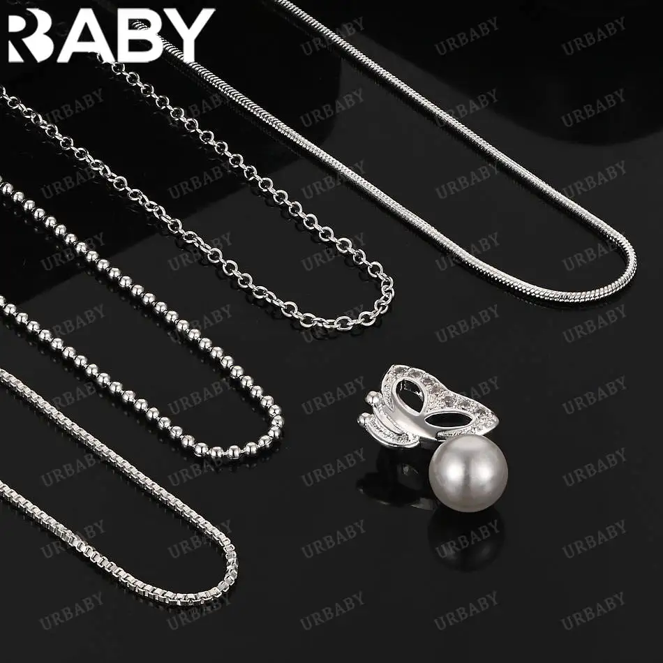 

URBABY 40-75cm 925 Sterling Silver Zircon Butterfly Pendant Necklace For Women Creativity Gifts Street All-match Party