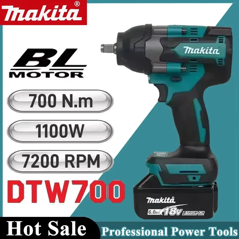 

Makita DTW700 Brushless Electric Wrench High Torque 18V Cordless Drill Screwdriver Rechargeable Electric Tools Torque Wrench
