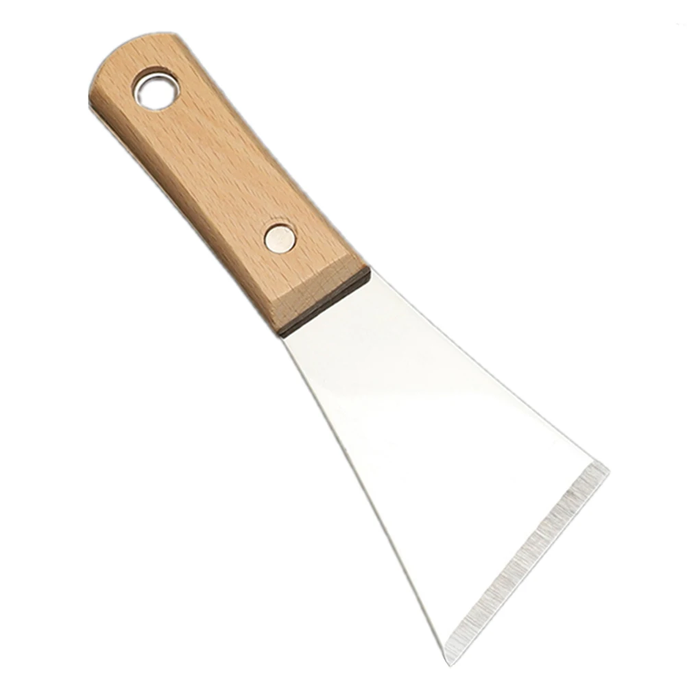 

1Pcs Slant Edge Putty Cutter Stainless Steel Blades Solid Wood Handle Durable Practical for Decoration Polished Scraper
