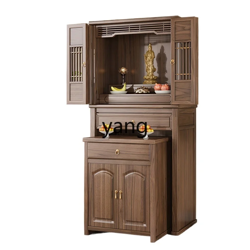 

LMM new Chinese modern black walnut with door Buddhist shrine offering altar