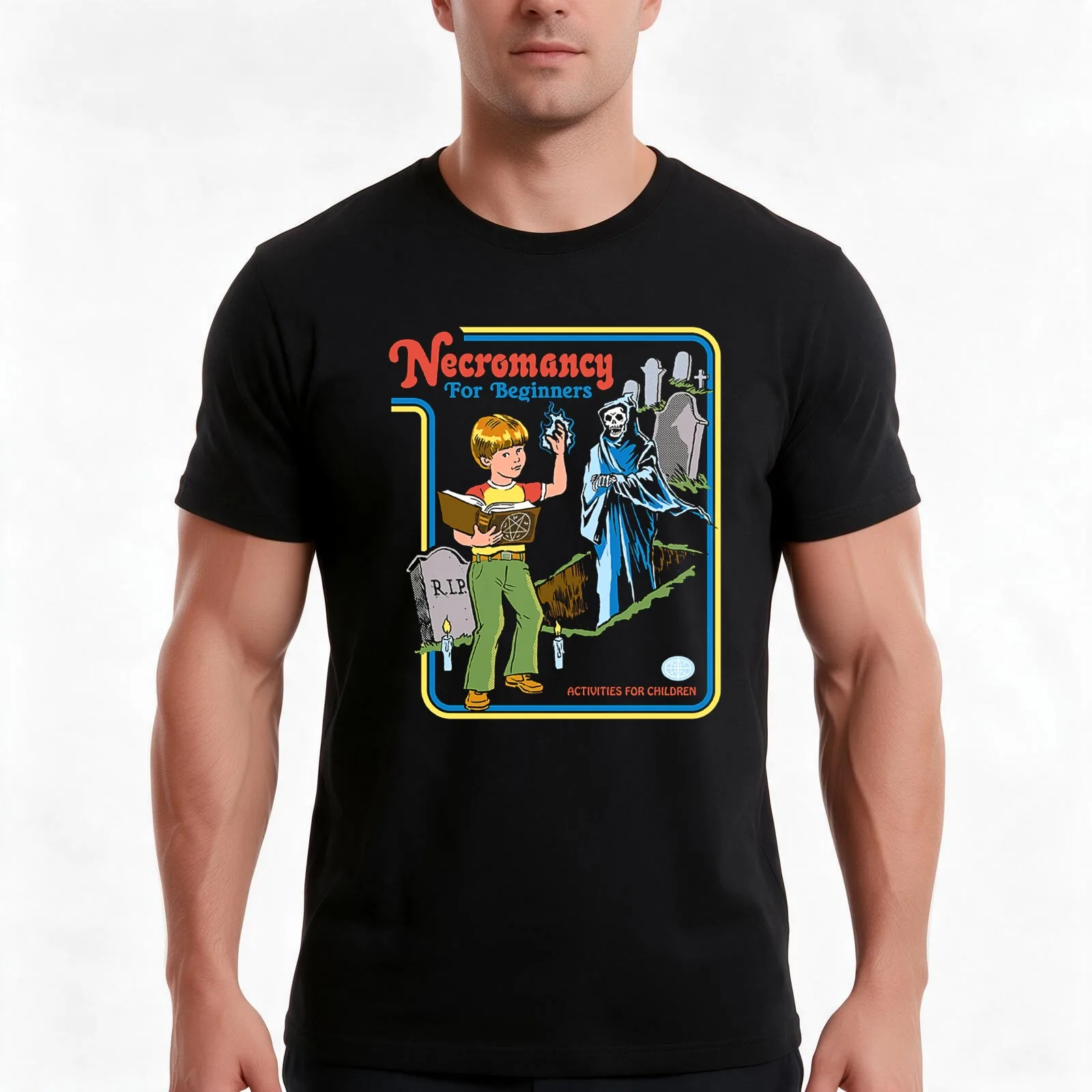 Necromancy For Beginners Activities For Children T-Shirt, Summer Casual Cotton Tee, Oversized Streetwear Tops, Unisex Men Women