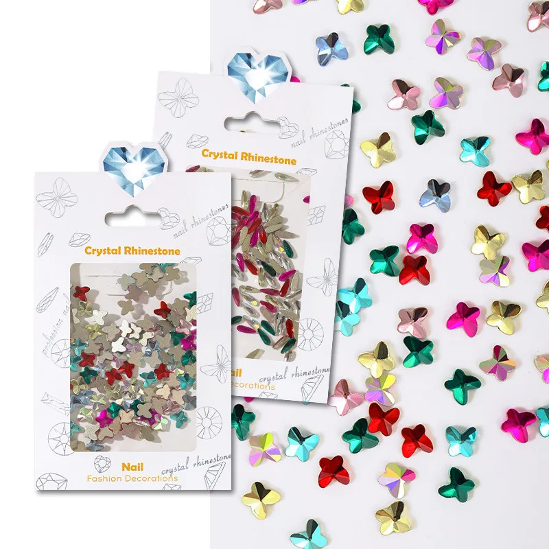 100/500pcs Rhombus Drop Mixed shape Boutique Flat bottom nail art rhinestones Glass crystal 3D nail decoration wholesale