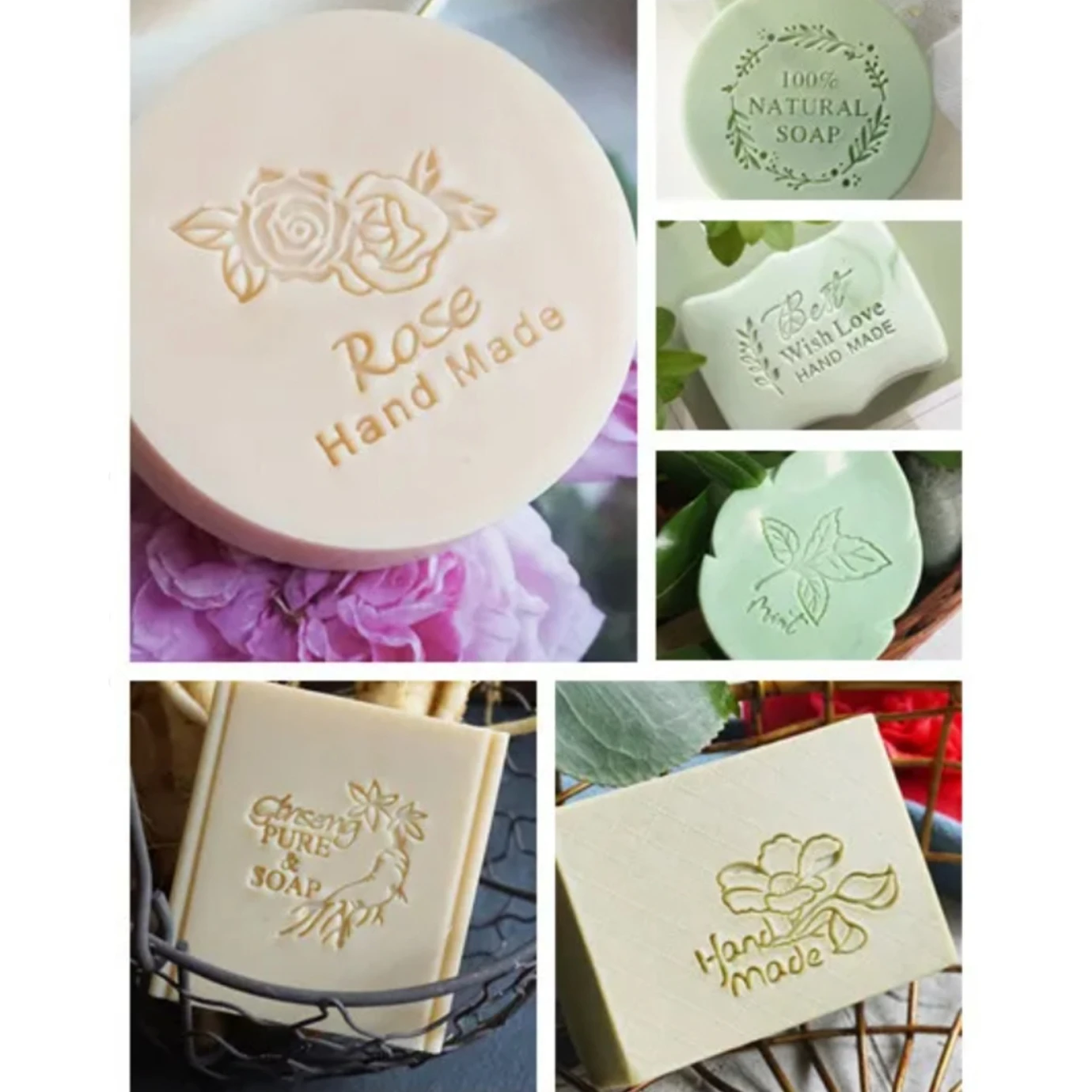 Rose Ginseng Camellia Mint Plants Styles Soap Stamp Exquisite Acrylic Handmade Seal Natural For Soap Making Chapters