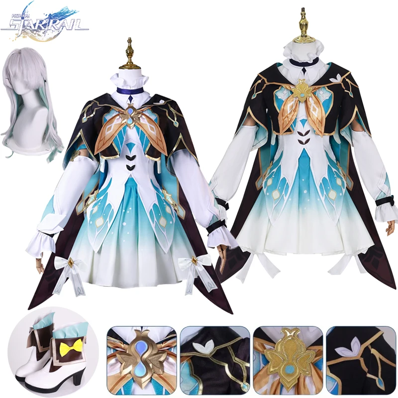 

Game Honkai Star Rail Firefly Cosplay Costume Dress Uniform Wig Shoes Full Set Suit Halloween Party Role Play Fluorescence Mujer